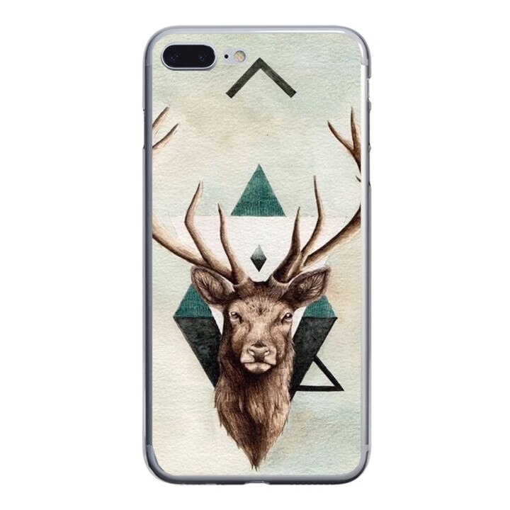 Husa silicon alb iPhone 8 plus Abstract Deer