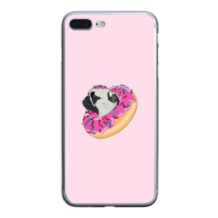 Husa silicon roz iPhone 7 plus Donut Pug