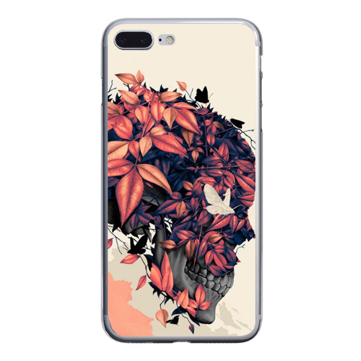 Husa silicon rosie iPhone 7 plus Flower Skull