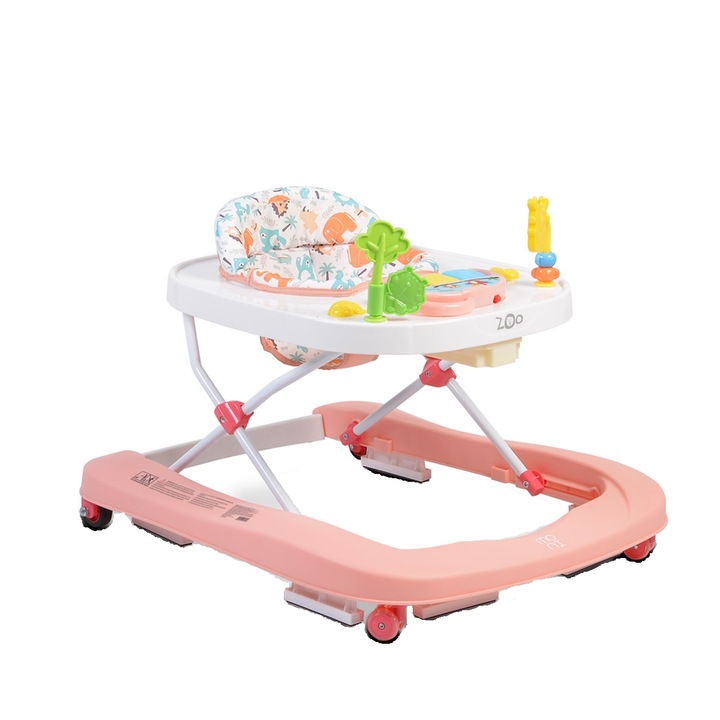 Premergator si antemergator 2 in 1 Moni Zoo reglabil pe inaltime, Roz