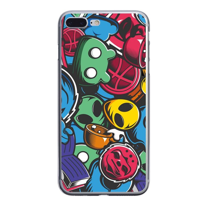 Husa silicon albastra iPhone 7 plus Button