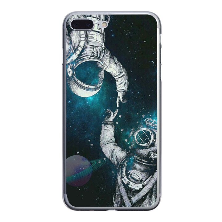 Husa silicon neagra iPhone 7 plus Astronaut and Scubadiver