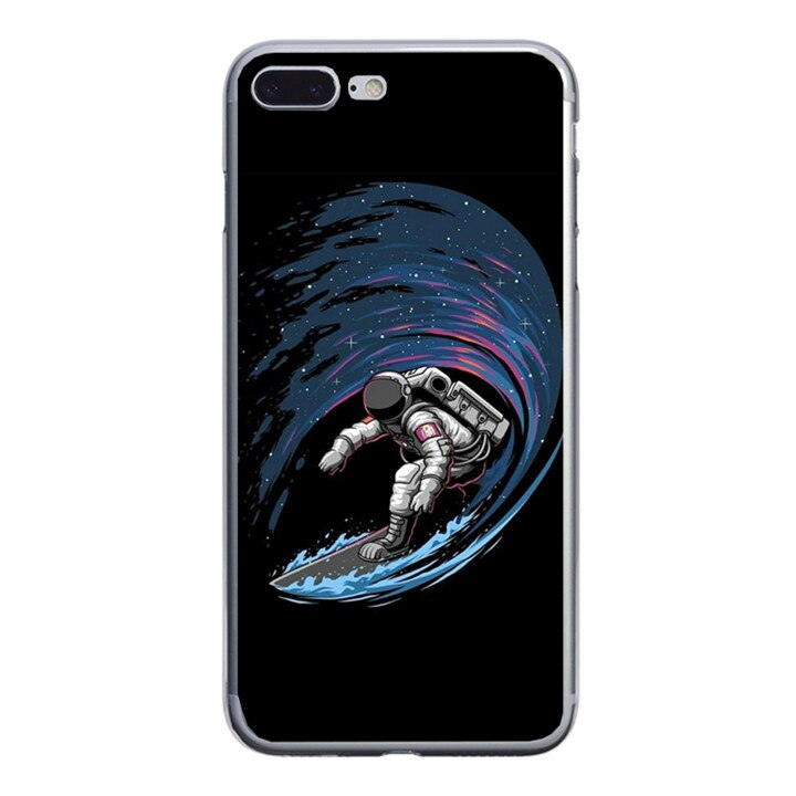 Husa silicon neagra iPhone 8 plus Astronaut Surfing