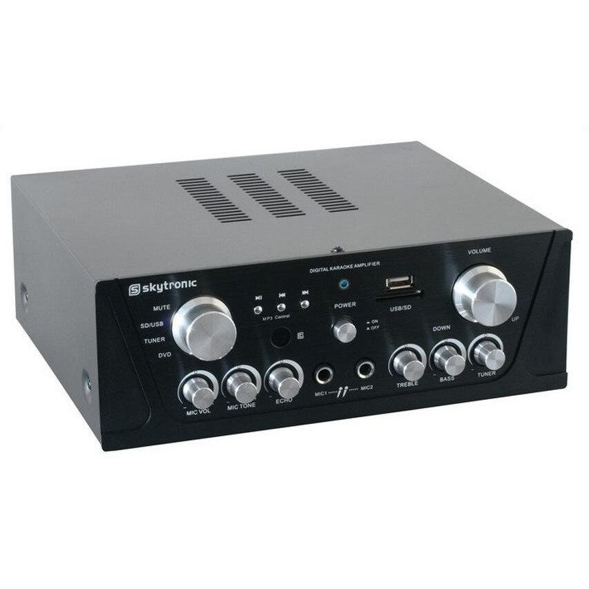 Amplificator karaoke FM/USB/SD/Rem, RMS 2x50W, negru, Skytronic