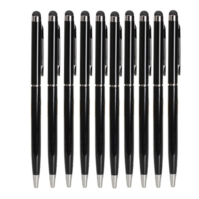 Set 10 buc, Stylus de precizie 2 in 1 cu Pix incorporat, Negru