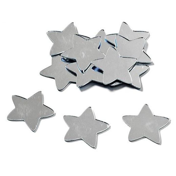 Set sticker decorativ pentru orice tip de suprafete, Stelute, argintii, 100 bucati/ set