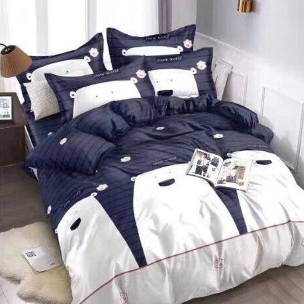 Set Lenjerie de Pat din Finet Satinat, 6 Piese, Pat 2 Persoane, Polar Bears