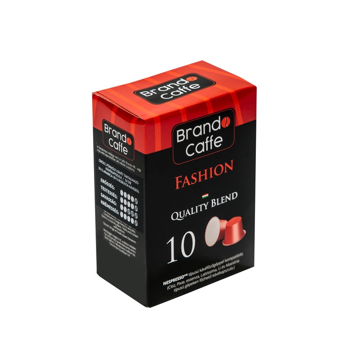 Fashion Nespresso típusú kávéfőzőgéppel kompatibilis kapszula, mely 5g őrölt, pörkölt kávét tartalmaz.