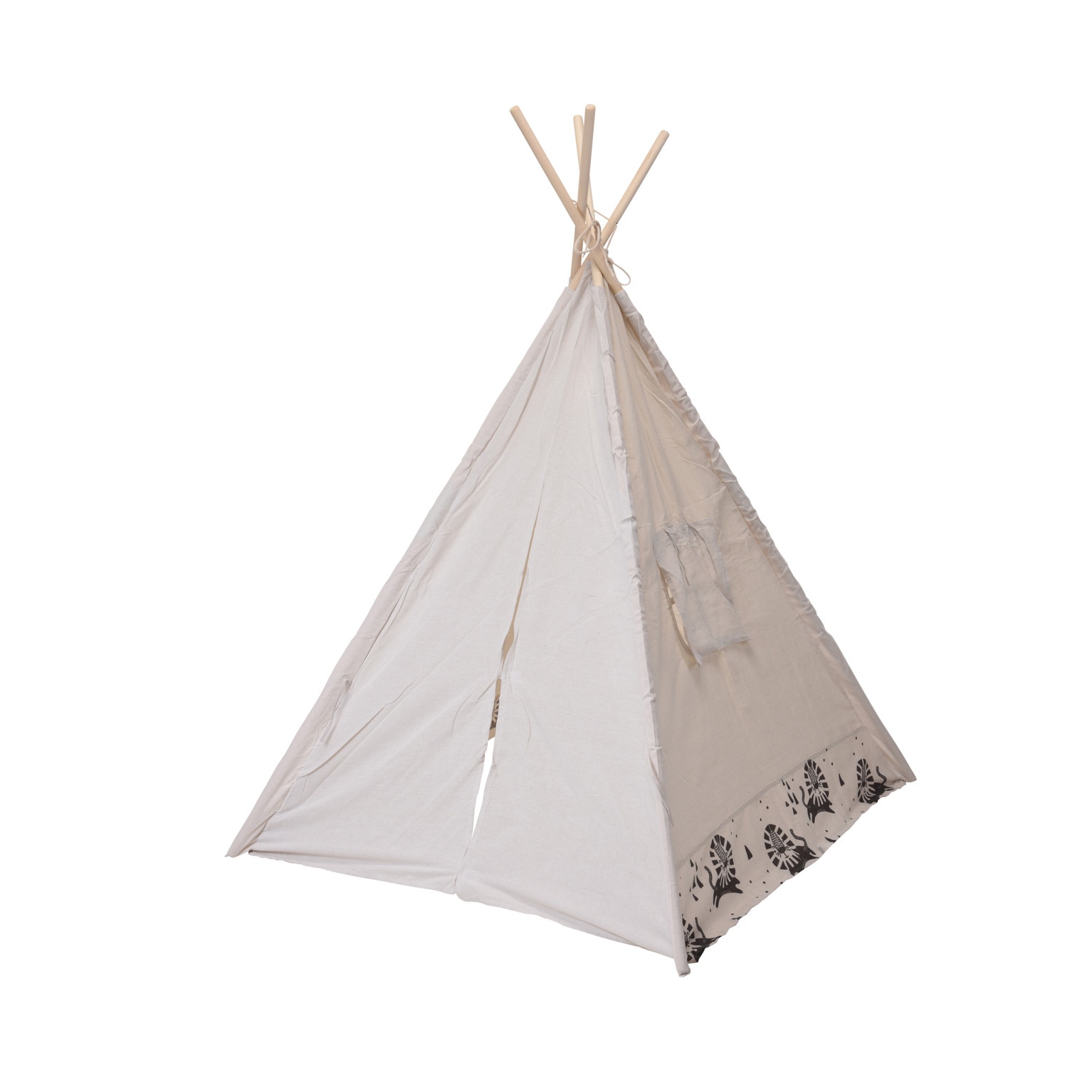 Cort Teepee de joaca crem, pentru copii, model leu, 120x160 cm