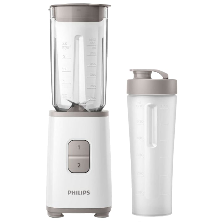 Блендер Philips Daily Collection Mini HR2602/00, 350 W, Пластмасов съд 1 л, 2 скорости, Бял