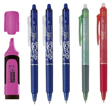 Set Clicker Pilot Frixion 0.7mm albastru 3 bucati + Clicker Pilot Frixion 0.5mm rosu + Clicker Pilot Frixion 0.5mm verde + Textmarker D.rect Set Clicker Pilot Frixion 0.7mm albastru 3 bucati + Clicker Pilot Frixion 0.5mm rosu + Clicker Pilot Frixion 0.5mm verde + Textmarker D.rect