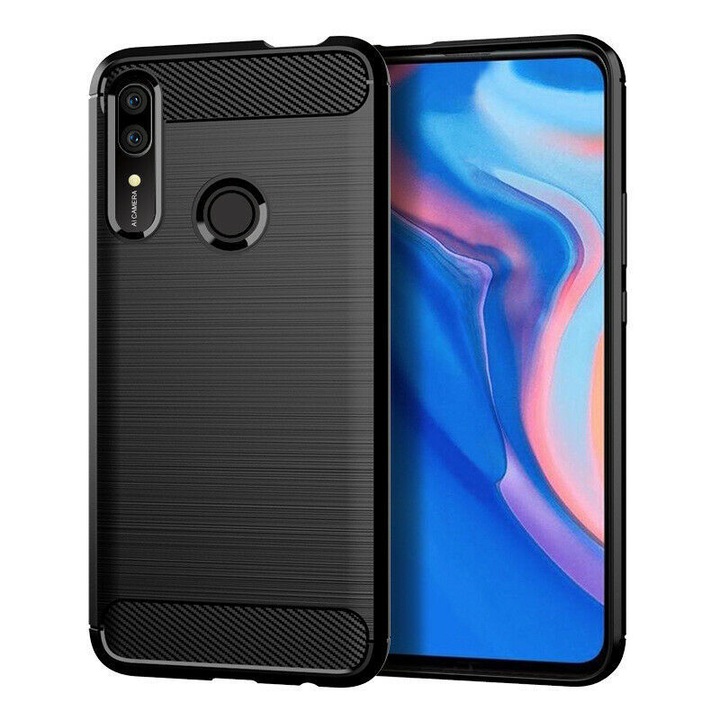 Силиконов гръб Carbon Fibre за Huawei Nova 5T, Черен