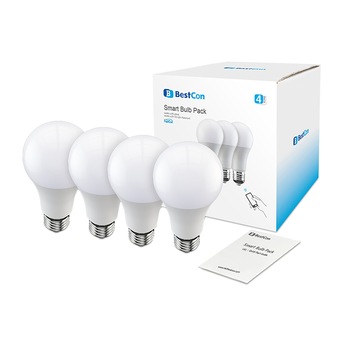 Set 4 becuri inteligente LED BroadLink FastCon dimabil, Wi-Fi, E27, 6.5W, 600 lm, lumina neutra (4000K), Compatibil Amazon Alexa, Google Home Set 4 becuri inteligente LED BroadLink FastCon dimabil, Wi-Fi, E27, 6.5W, 600 lm, lumina neutra (4000K), Compatibil Amazon Alexa, Google Home