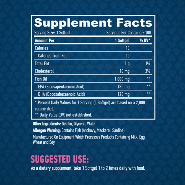 Omega 3, HAYA LABS, 1000mg. / 100 capsule