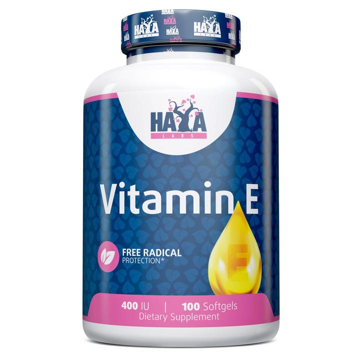 Supliment nutritiv Haya Labs, Vitamina E 400 UI, 100 capsule moi