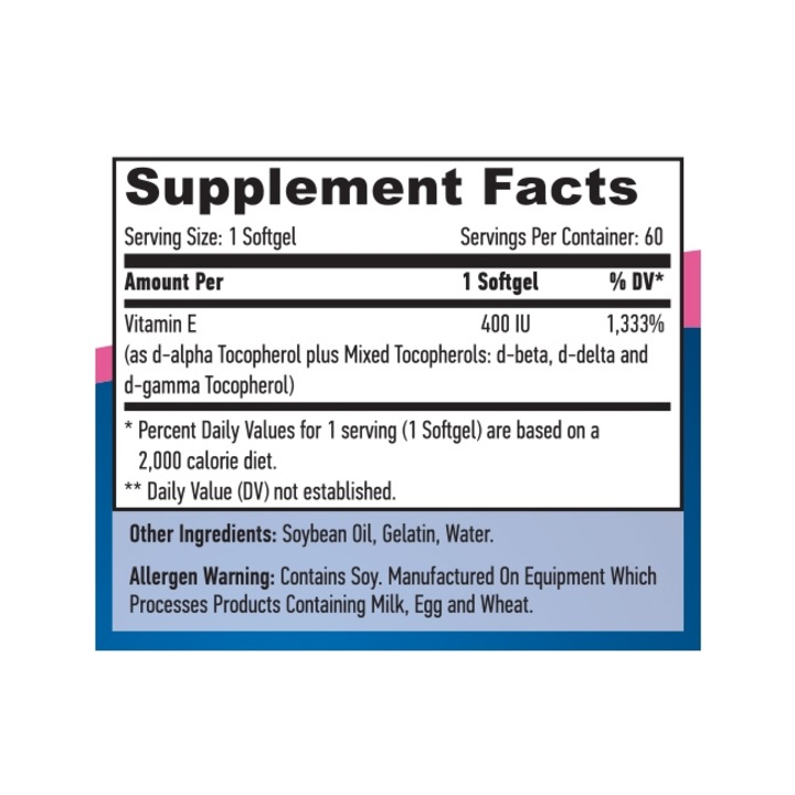 Supliment nutritiv Haya Labs, Vitamina E, 60 capsule moi