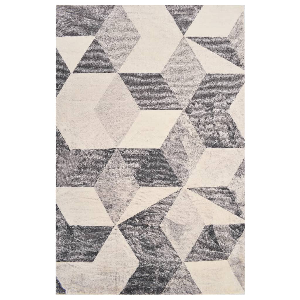 Covor cu imprimeu cuburi, vidaXL, Poliester, 80 x 150 cm, 1 cm, 1750 g/m², Bej