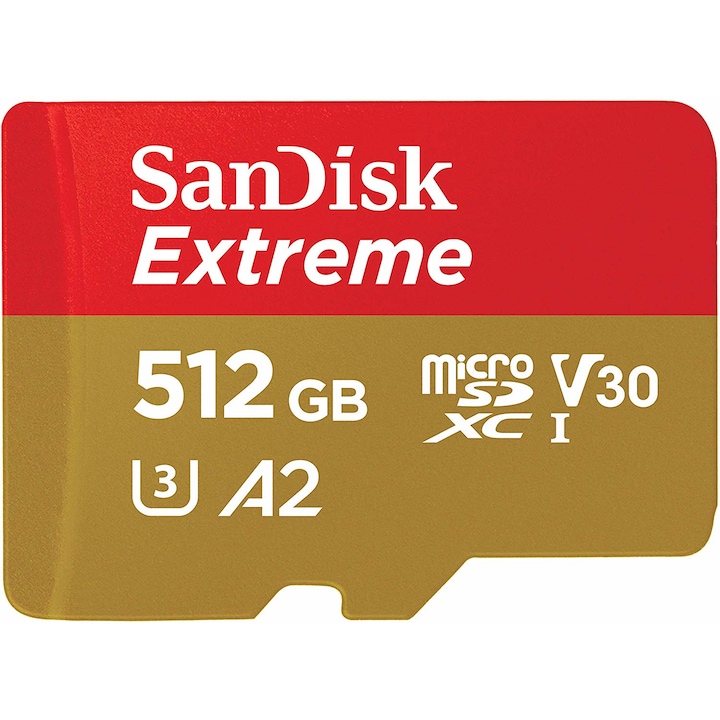 Карта памет Sandisk Extreme MicroSDXC, 512GB, Class 10, V30, UHS-I, U3, SD