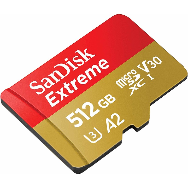 Card de memorie Sandisk Extreme MicroSDXC, 512GB, Class 10, V30, UHS-I, U3, Adaptor SD