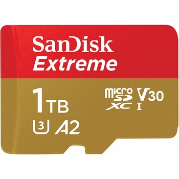 Card de memorie Sandisk Extreme MicroSDXC, 1TB, Class 10, V30, UHS-I, U3, Adaptor SD Card de memorie Sandisk Extreme MicroSDXC, 1TB, Class 10, V30, UHS-I, U3, Adaptor SD