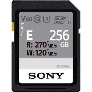 Card Sony SF-E Series SDXC, 256 GB, 270 Mbps, Clasa 10, UHS-II, U3, V60, Shockproof & Waterproof Card Sony SF-E Series SDXC, 256 GB, 270 Mbps, Clasa 10, UHS-II, U3, V60, Shockproof & Waterproof