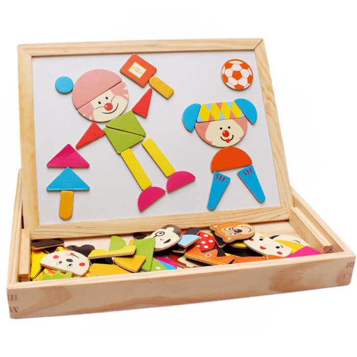 Tabla magnetica cu doua fete, puzzle magnetic, distractie in parc