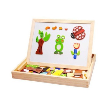 Tabla magnetica cu doua fete, puzzle magnetic, animale Tabla magnetica cu doua fete, puzzle magnetic, animale