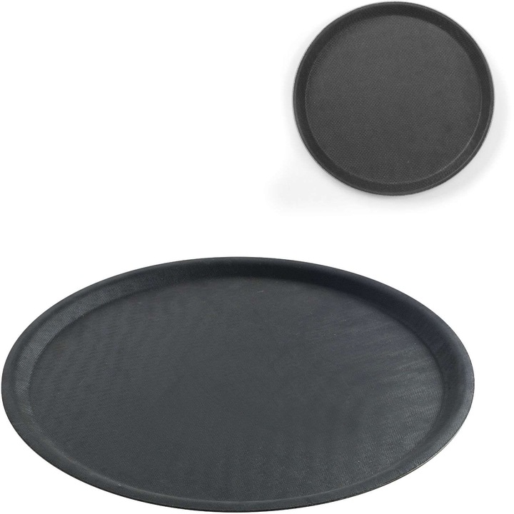 Tava servire set, Hendi, antiderapanta, rotunda, 46cm, neagra