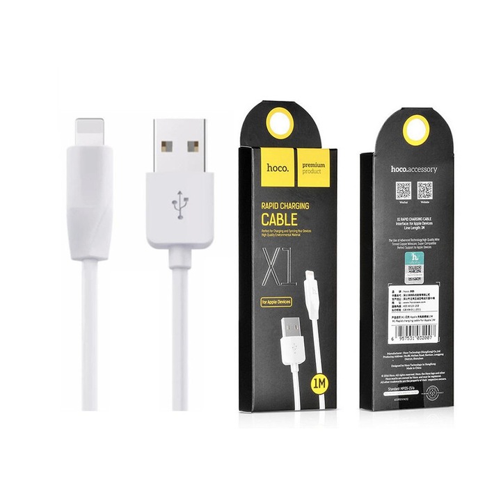 Кабел за данни HOCO Flash X1 IPHONE lightning 2M, Бял
