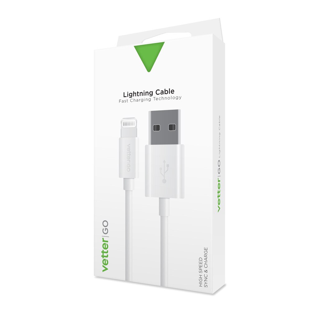 Cablu de date/incarcare Lightning Vetter GO, pentru iPhone/iPad, White