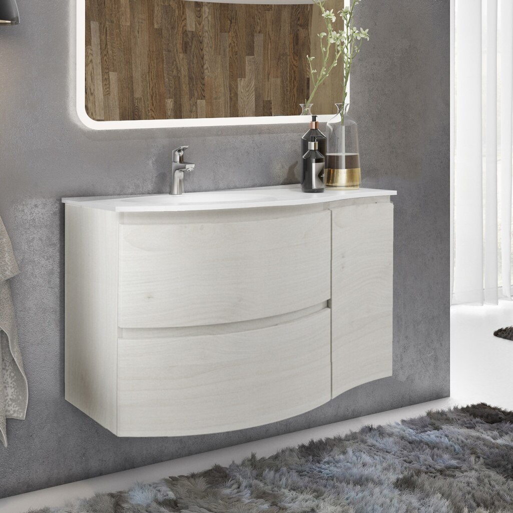 Dulapior extensie pentru Masca Kring Veronica, cu o usa cu inchidere amortizata, infoliat stejar nordic, 35x56x39 cm