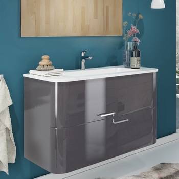 Lavoar (chiuveta baie) Kring Idris, din compozit alb, 101x15x47 cm Lavoar (chiuveta baie) Kring Idris, din compozit alb, 101x15x47 cm