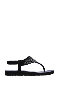 Skechers, Sandale cu bareta separatoare si aplicatii cu strasuri Meditation-New Moon Skechers, Sandale cu bareta separatoare si aplicatii cu strasuri Meditation-New Moon