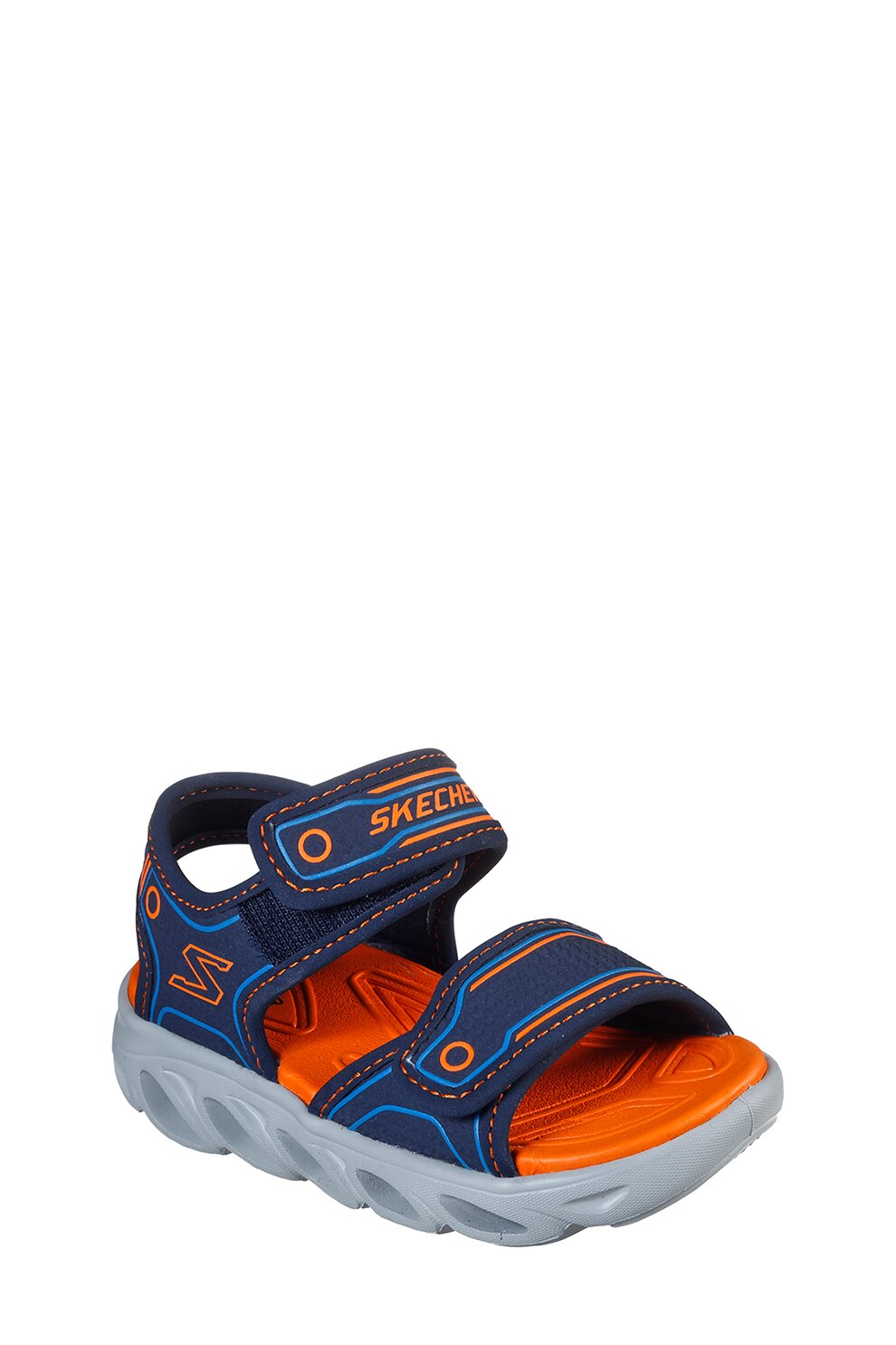 Skechers, Sandale cu lumini LED Hypno-Flash 3.0, Bleumarin/Oranj