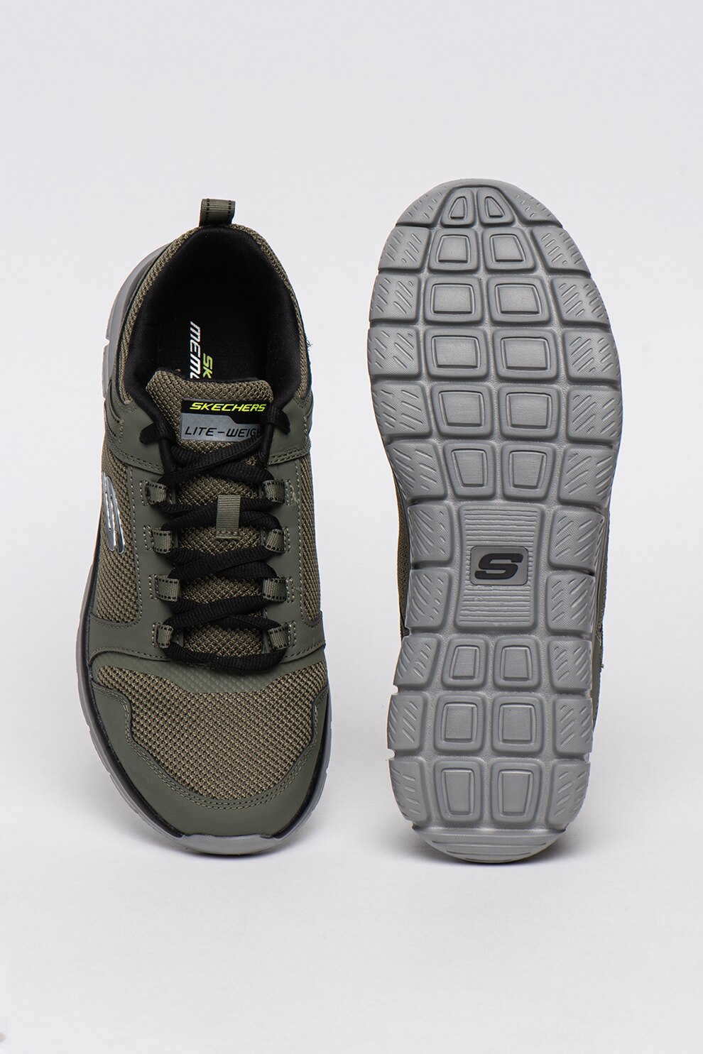 Skechers, Track-Knockhill sneaker bőrszegélyekkel, Olívazöld,