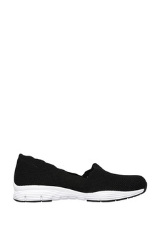 Skechers, Pantofi sport slip-on Seager Stat, Negru, 37.5 Skechers, Pantofi sport slip-on Seager Stat, Negru, 37.5