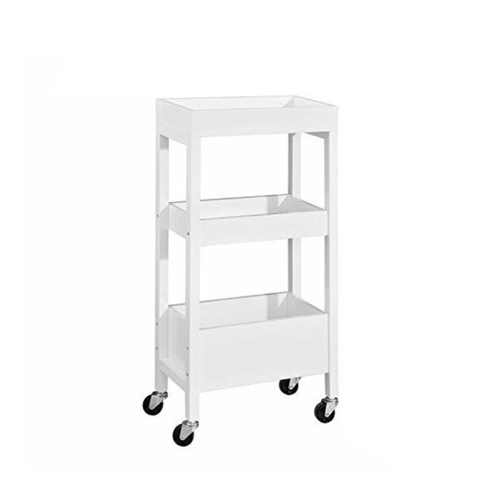 Кухненска количка SoBuy, FKW49-W, 40 x 21 x 83 см, MDF/Дърво, Бяла