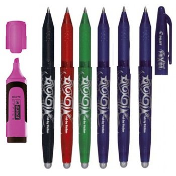 Set 6 Rollere Pilot Frixion 0.7mm , Albastru 3 bucati , Rosu, Negru , Verde + Textmarker D.rect Set 6 Rollere Pilot Frixion 0.7mm , Albastru 3 bucati , Rosu, Negru , Verde + Textmarker D.rect