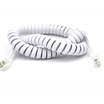 Cablu receptor telefon, spiralat, 4p4c, 2 metri , alb Cablu receptor telefon, spiralat, 4p4c, 2 metri , alb