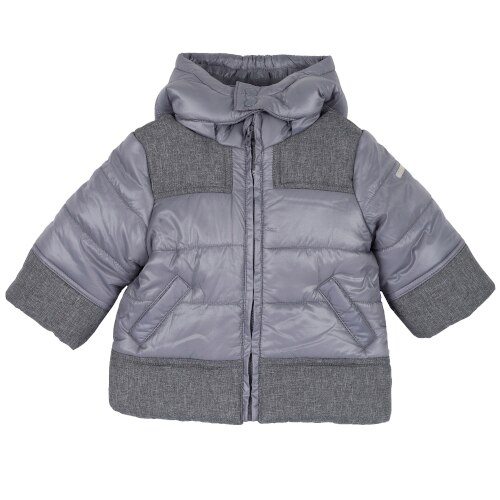 Jacheta Chicco Copii ThermoSoft cu Gluga Detasabila Gri, Marimea 74