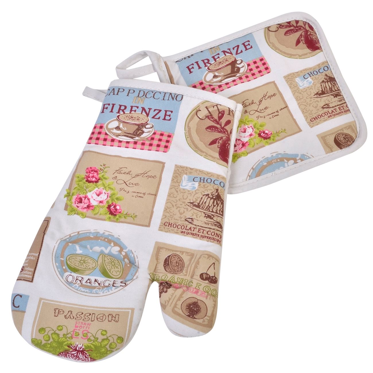 Set de bucatarie 2 piese, Zola®, bumbac, model vintage