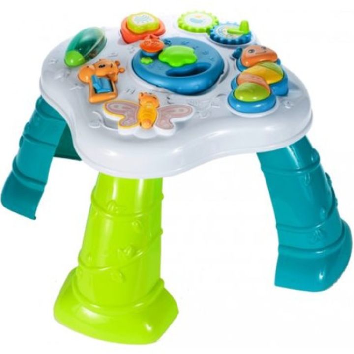 Masuta cu activitati pentru bebelusi, MalPlay, cu centru de activitati, lumini si sunete, Picioare si jucarii detasabile