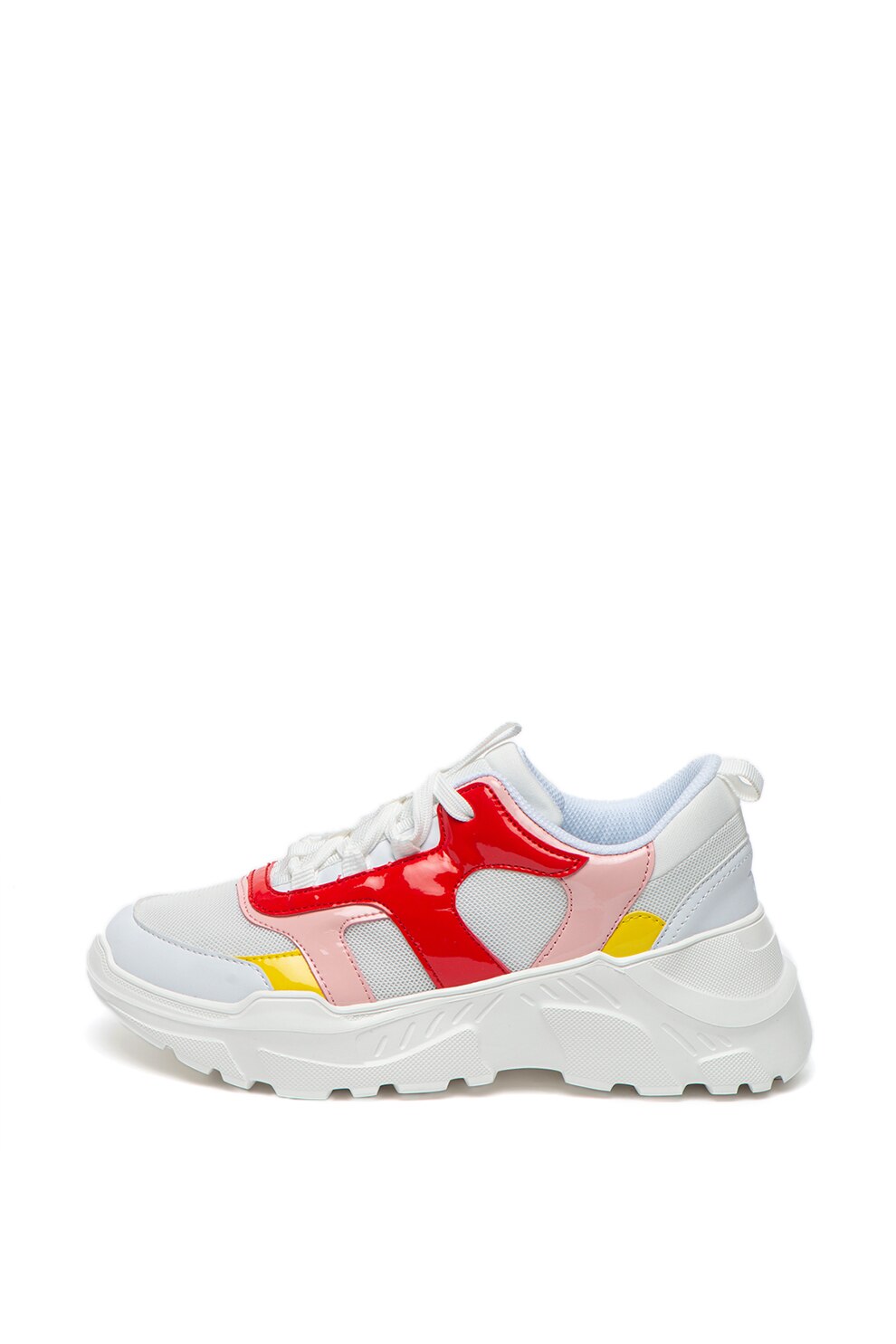 Trussardi, Pantofi sport wedge cu garnituri de piele ecologica