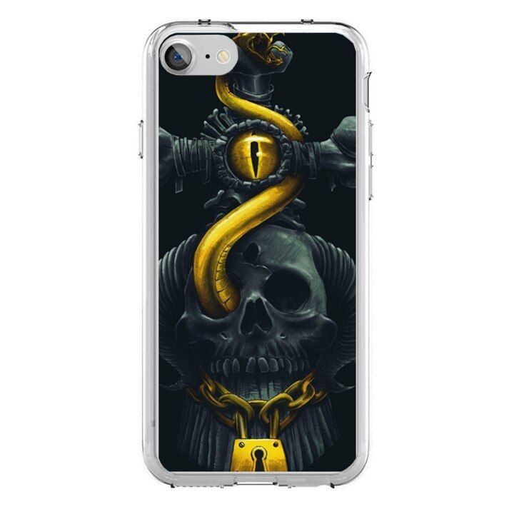 Husa silicon neagra iPhone 7 Gold Snake