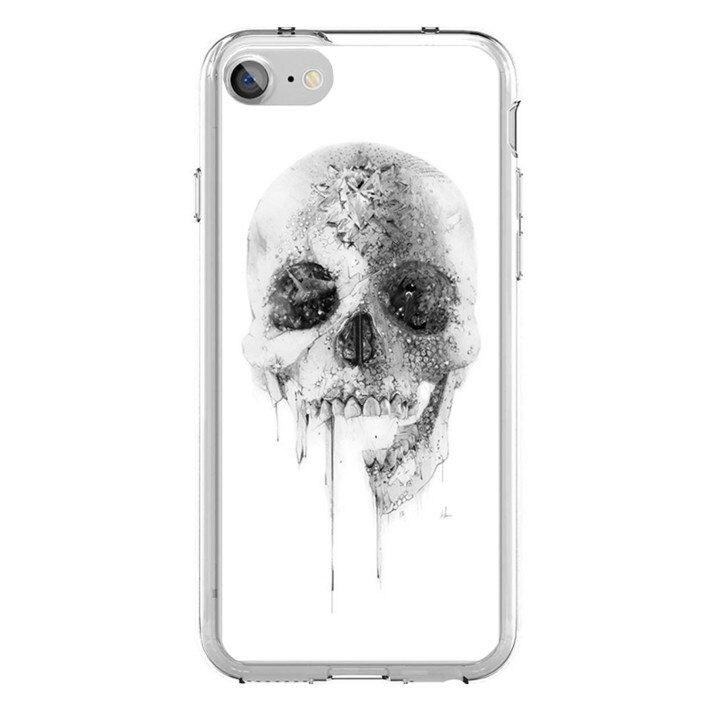 Husa silicon alba iPhone 8 White Skull
