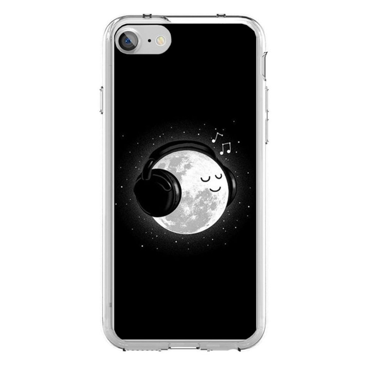 Husa silicon neagra iPhone 8 Moon and Music