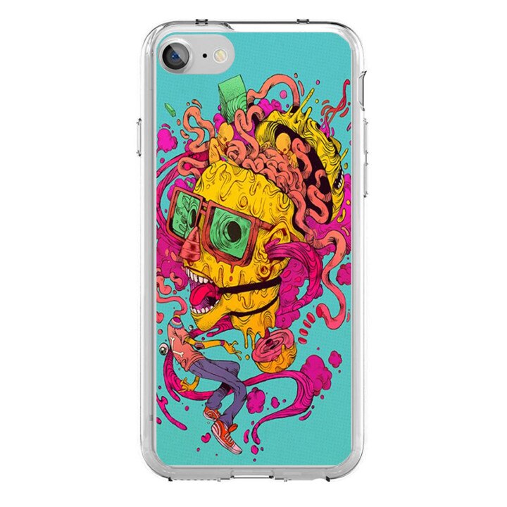 Husa silicon albastra iPhone 8 Zombie Brain