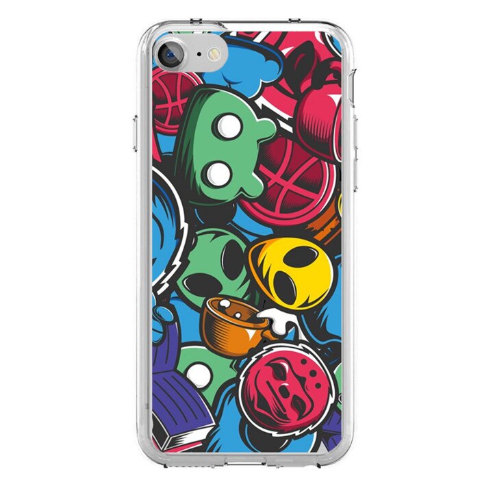 Husa silicon albastra iPhone 7 Button