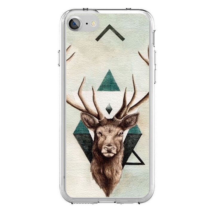 Husa silicon alb iPhone 7 Abstract Deer