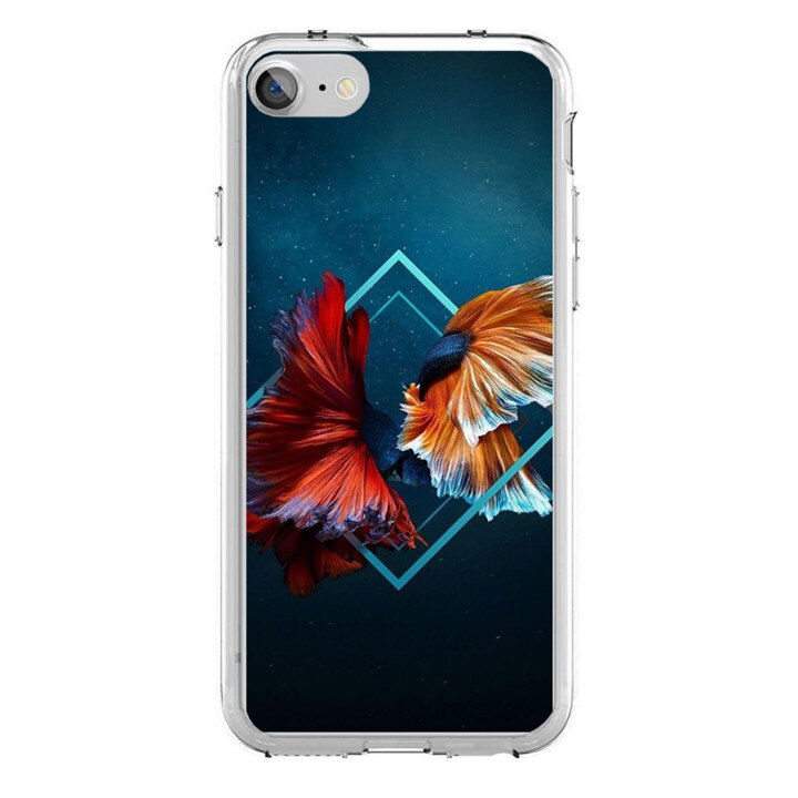 Husa silicon albastra iPhone 7 Abstract Fishes